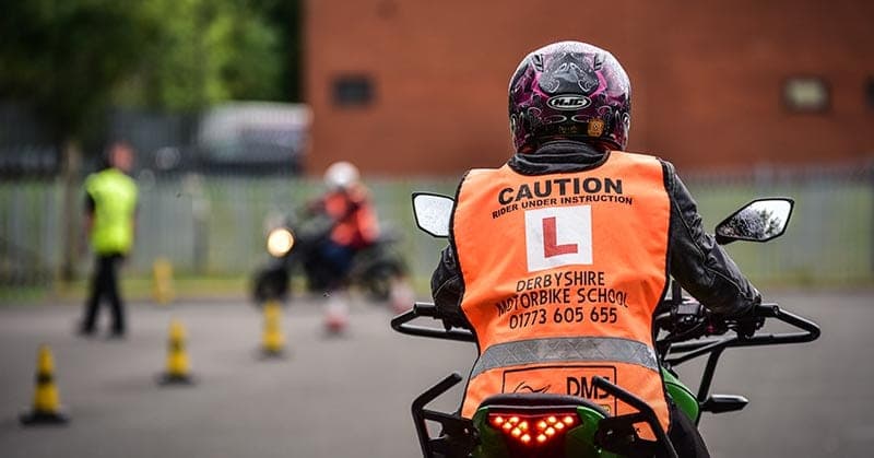 Students receiving training from Derbyshire Motorbike School
